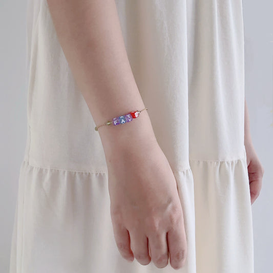 リトルグリーンクリスタル名入ブレスレット