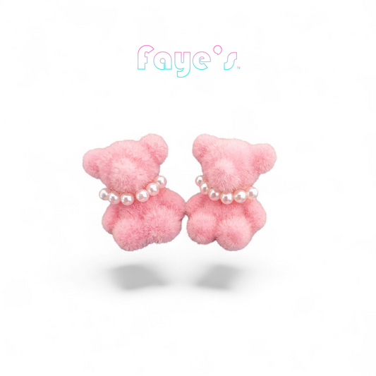 パールベアチャームピアス（ピンク）