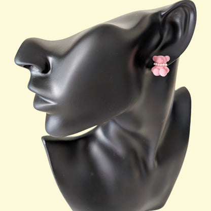 パールベアチャームピアス（ピンク）
