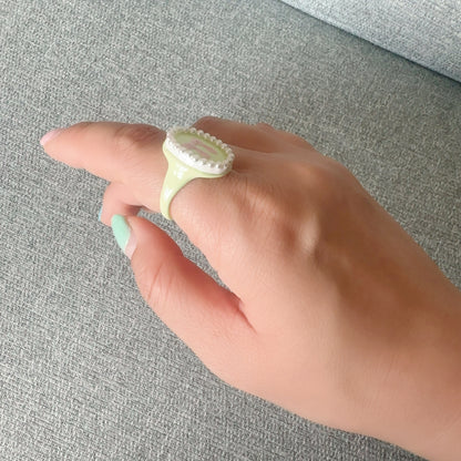 パールフレームリボンリング